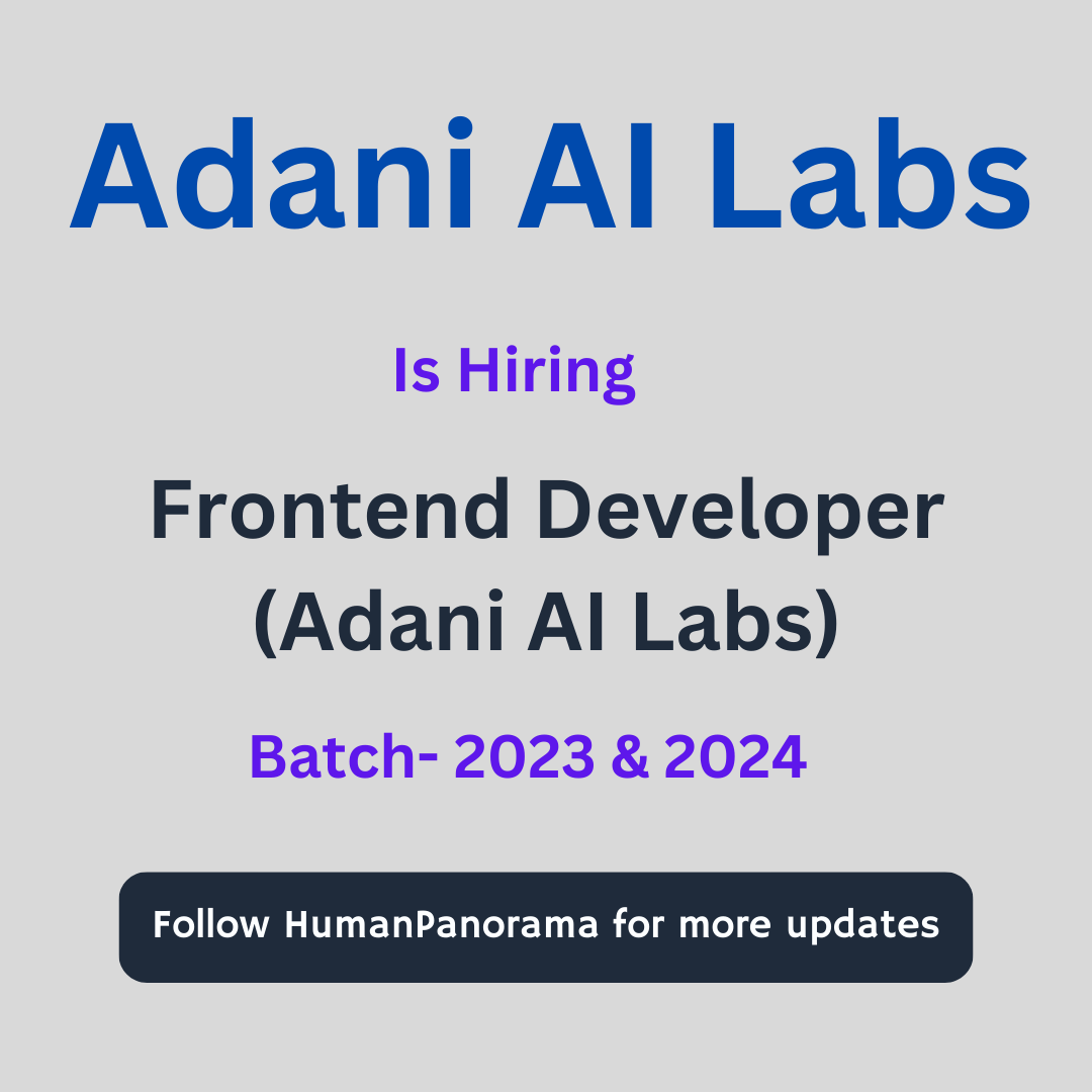 HumanPanorama's tweet photo. Adani AI Labs is Hiring a Frontend Developer!
Expected Salary: 4 LPA - 6.5 LPA
Location: Kolkata
Apply Now: https://t.co/Ie3fSEkJuB

#frontenddeveloper #frontend #hiring #freshers #freshershiring #freshersjobs #webdeveloper #softwareengineer #softwaredeveloper #kolkatajobs https://t.co/nQVYzOltNf