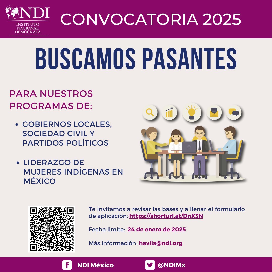 #Convocatoria para Pasantía 2025. 
A todas/os las/los interesadas/os, les pedimos consultar los términos de la convocatoria shorturl.at/rELip y en caso de cumplir con los requisitos llenar el formulario shorturl.at/DnX3N.  Fecha limite:  24 de enero.