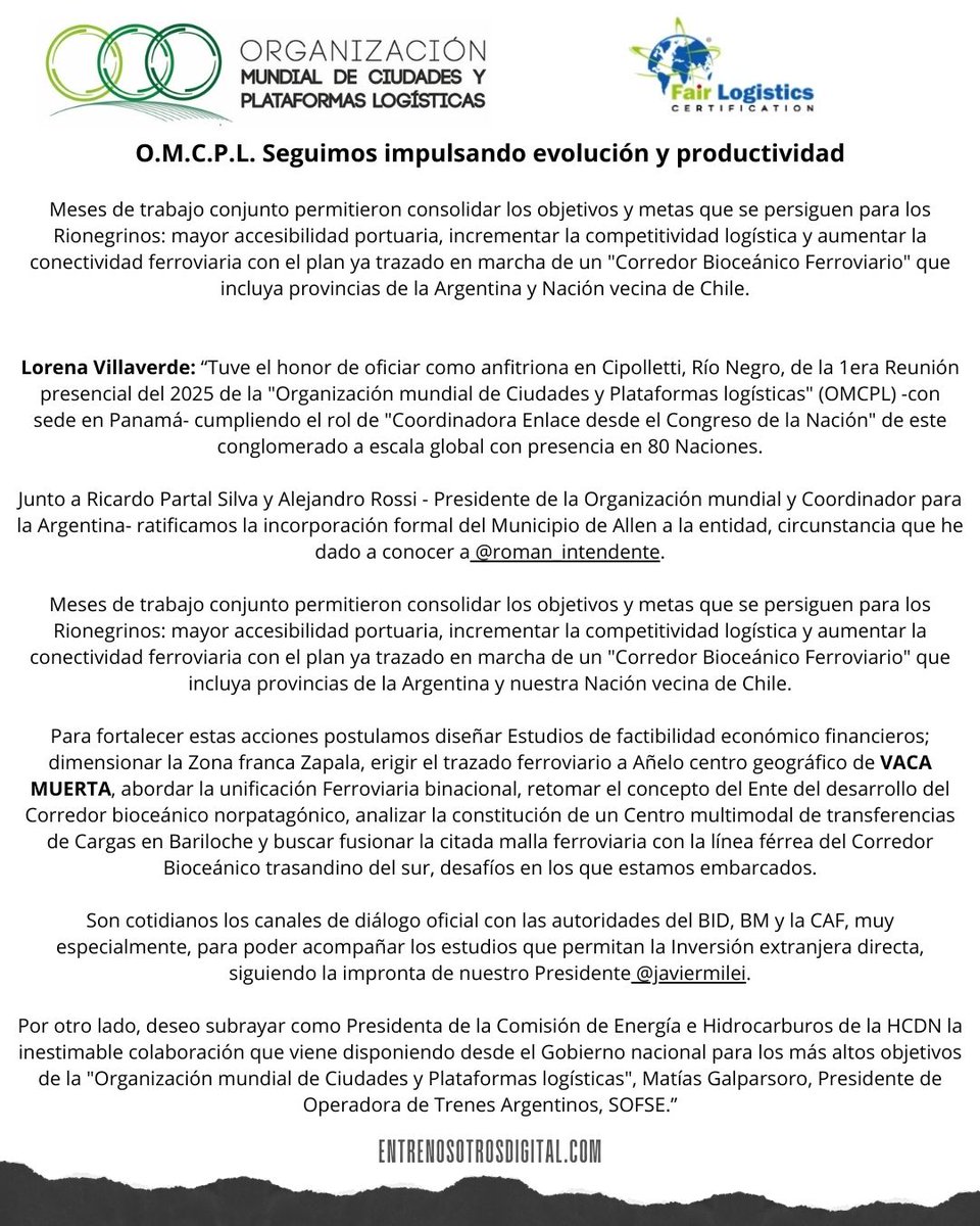 O.M.C.P.L. Seguimos impulsando evolución y productividad
Meses de trabajo conjunto permitieron consolidar los objetivos y metas que se persiguen para los Rionegrinos