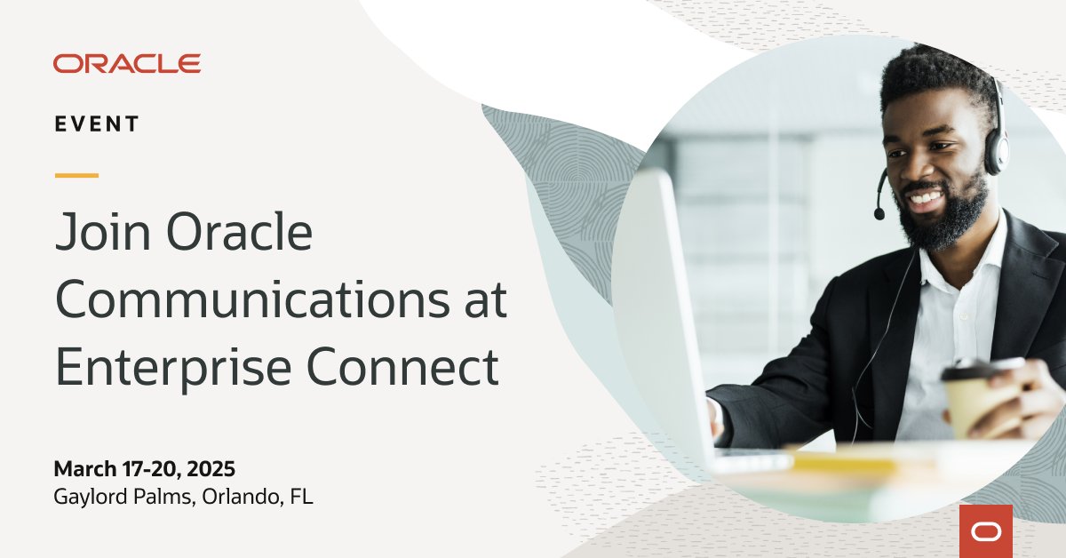 bradchapin's tweet photo. Visit the Oracle Communications team March 17-20 at #EnterpriseConnect in Orlando at Booth 1134. https://t.co/hlSDcT8NOF
🤝 Meet our communications experts
🔒 Protect your business from security threats
🤖 Improve operations with #AI and #automation https://t.co/mry5alGTDs