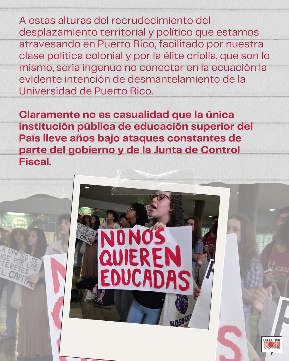 ColeFeminista's tweet photo. Repudiamos los ataques frontales que se le siguen haciendo a nuestro único sistema público de enseñanza superior y nos unimos al llamado de la comunidad universitaria y del País a luchar por defender nuestra universidad de los que si pudieran, la cerraban mañana. https://t.co/q0lMQWSaCd