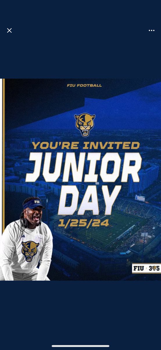 Thank you <a href="/Coach_Dewitt/">Jovan Dewitt</a> <a href="/coach_Gomez36/">Christian Gomez</a> and FIU football for the junior day invite. Looking forward to Saturday.