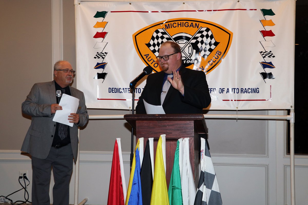 Horsepower Happenings' frontmen, Zach Hiser and Rich Frantz during the recent Michigan Auto Racing Fan Club banquet in Chesterfield, MI. Thank you to the Fan Club for having us and congratulations to all the award winners.

#HPHPodcast | 📸 Rand Thompson