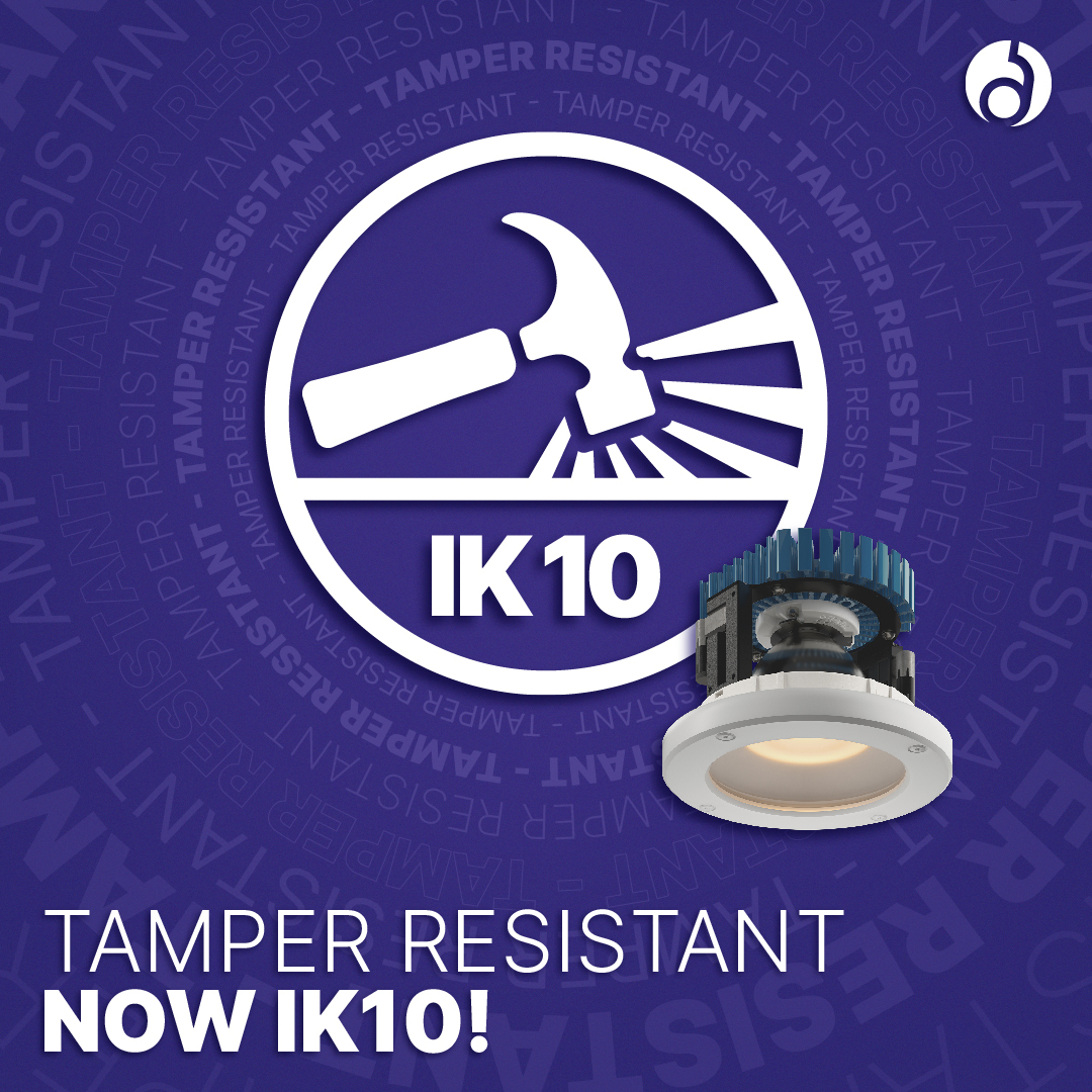 Our popular Tamper Resistant downlight Series is now IK10. 
-4" or 6"
-Square or round
-Downlight, wall wash, and adjustable
-Up to 3800 delivered lumens