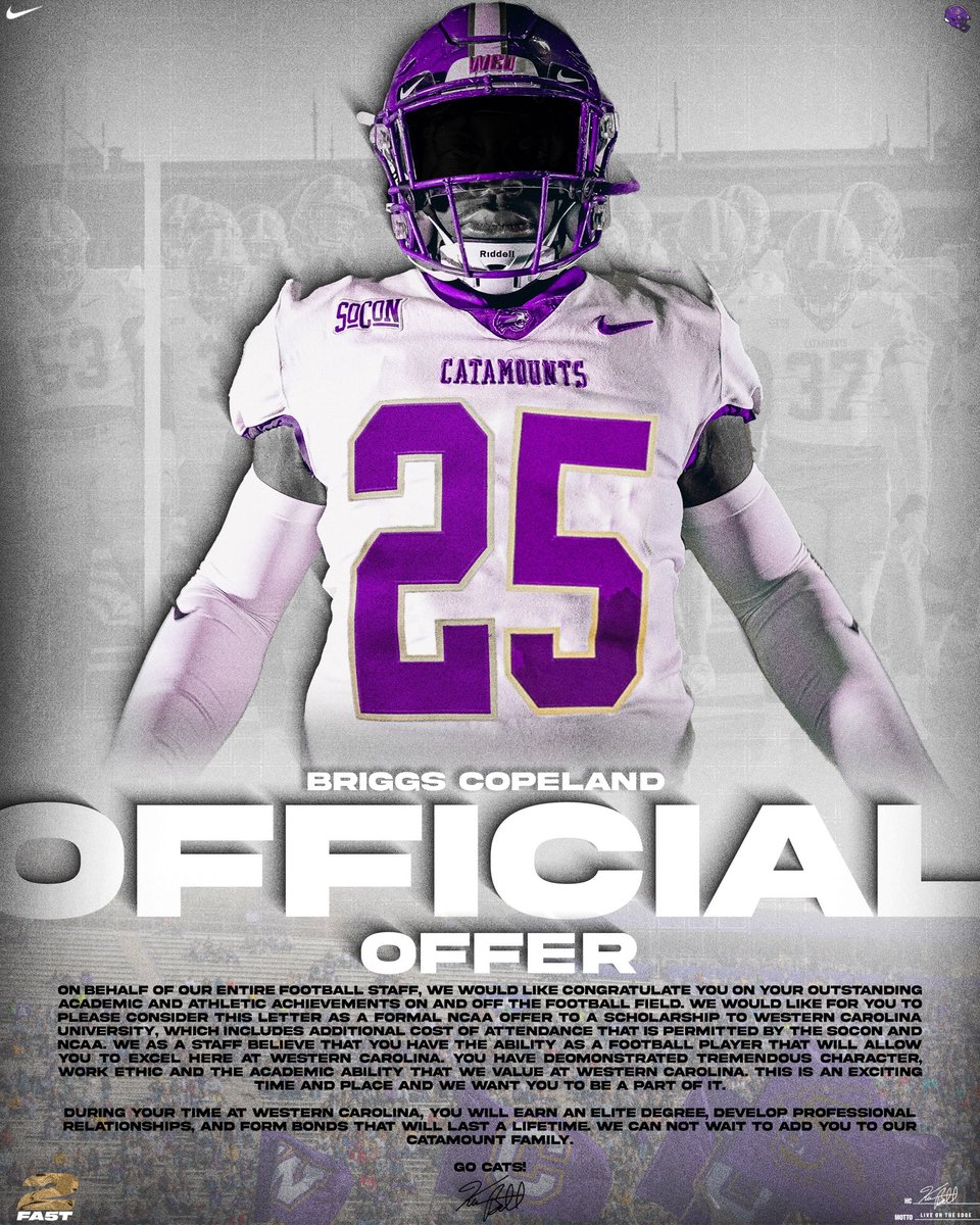 Blessed to receive an offer from Western Carolina University!!

<a href="/CoachKerwinBell/">Kerwin Bell</a>
<a href="/CoachGMcGruder/">Greg McGruder</a>
<a href="/WCUCoachO/">Jerry Odom</a>
<a href="/CoachWellsWCU/">Rylan Wells</a>
<a href="/CoachBurgerWCU/">Jeff Burger</a>
<a href="/_CoachGoodman/">Malik Goodman</a>
<a href="/RecruitingBh/">BH Recruiting Assistance</a> 
<a href="/FuhrRj/">RJ Fuhr</a> 
<a href="/lokibellabad/">Anthony Aulisio</a> 
<a href="/larryblustein/">Blustein Recruiting</a> 
<a href="/FHS7v7ACollLink/">FHS7v7A College Link</a> 
<a href="/CenFLAPreps/">Central Florida Preps</a> 
<a href="/DanLaForestFB/">Dan LaForest 🏈</a> 
<a href="/FlaHSFootball/">FloridaHSFootball.com</a>