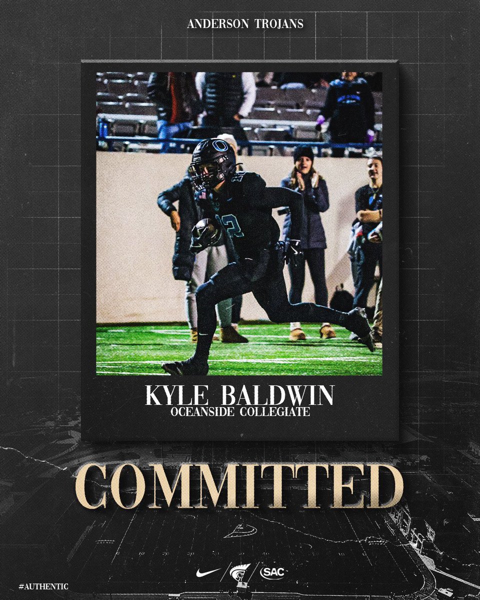 Kyle Baldwin (@kyleb843) on Twitter photo Blessed to announce my commitment to <a href="/AUTrojansFB/">Anderson Trojans Football</a>! Go Trojans! <a href="/malikchevry/">Malik Chevry</a> <a href="/coachhick/">Brett Hickman</a> <a href="/bobby_lamb/">Bobby Lamb</a> <a href="/OceansideFootb1/">Oceanside HS Football Recruiting</a> <a href="/AdOceanside/">Oceanside Athletics</a> Blessed to announce my commitment to <a href="/AUTrojansFB/">Anderson Trojans Football</a>! Go Trojans! <a href="/malikchevry/">Malik Chevry</a> <a href="/coachhick/">Brett Hickman</a> <a href="/bobby_lamb/">Bobby Lamb</a> <a href="/OceansideFootb1/">Oceanside HS Football Recruiting</a> <a href="/AdOceanside/">Oceanside Athletics</a>