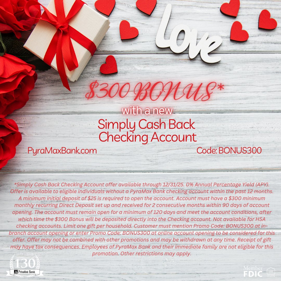 We would love for you to have some extra cash! With our winter bonus, simply open a new Simply Cash Back Checking Account and enjoy a $300 direct deposit right into your account. This offer is a great opportunity to enhance your banking experience!
#CommunityFirst