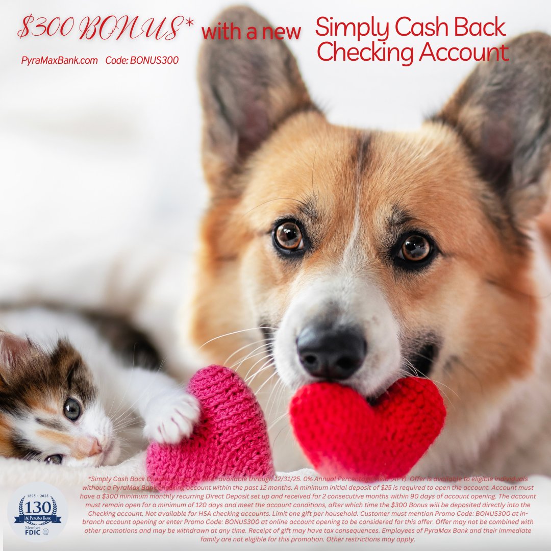 We would love for you to have some extra cash! With our winter bonus, simply open a new Simply Cash Back Checking Account and enjoy a $300 direct deposit right into your account. This offer is a great opportunity to enhance your banking experience.
#CommunityFirst