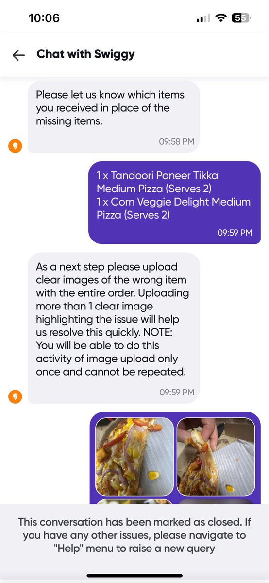 FrustatedIndi15's tweet photo. Today I ordered food from Swiggy for which Swiggy took money from me. Food delivered was not as per mentioned on Swiggy app. When complained Swiggy refused to take responsibility of the information on their app and say that they are only packing @SwiggyCares @Swiggy @UfterYou https://t.co/QeOvbXNatA