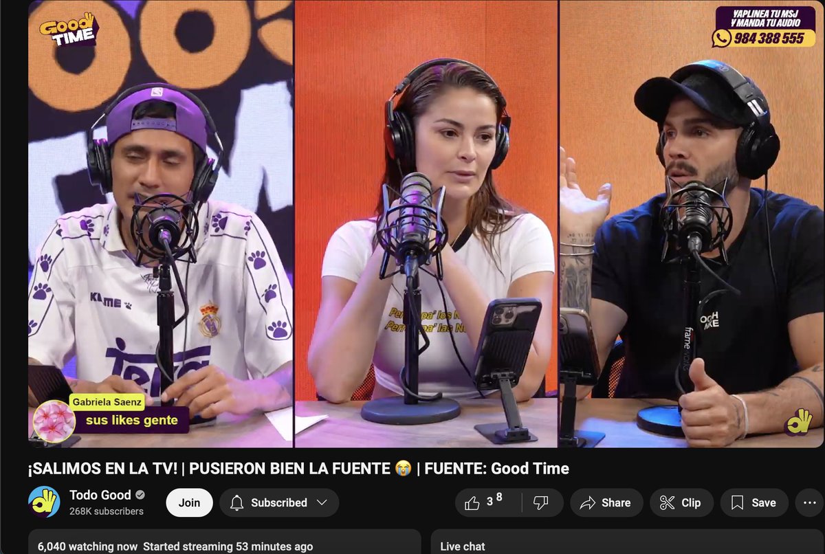 MeDicenPajita's tweet photo. Hay que felicitar al podcasts de Laura, Mario y Gerardo que en su tercer día ya llega en vivo a los 6 mil conectados.
#SalimosEnLaTV #TodoGood https://t.co/7YdqJ5qtmX