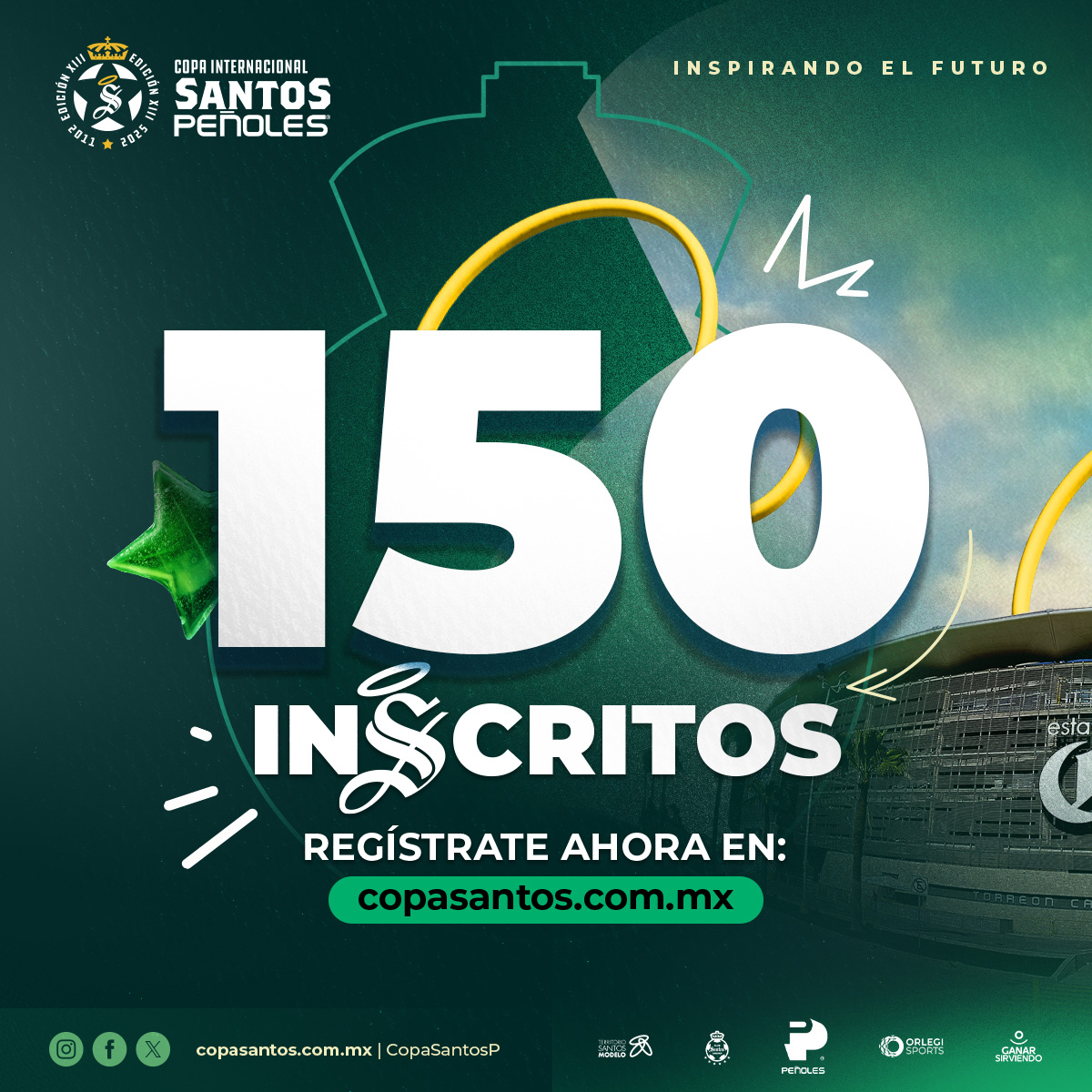 A poco más de 3 semanas de abrir inscripciones ¡YA SOMOS 150 EQUIPOS! 🔥⚽

No te quedes fuera, inscribe hoy a tu equipo en copasantos.com.mx y vivamos juntos #LaMejorCopaDeMéxico 🇳🇬⚔️🟢

#InspirandoElFuturo