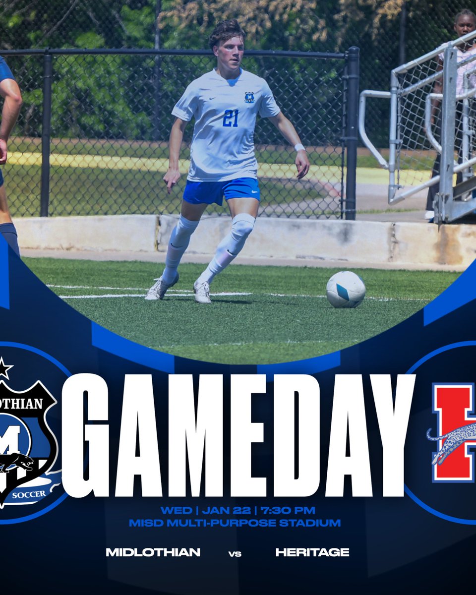 Midlo Boys Soccer (@midlo_bsoccer) on Twitter photo District competition begins today! It's game day! Bring your warm gear and support your PANTHERS!
Ⓜ️ vs 🐆
⏰ 7:30pm
📍 MISD Multi-Purpose Stadium
🎟️ midlothiansports.rankone.com/Website/Main/C…
#MISDProud #TXHSsoccer
<a href="/MISD_Athletics/">Midlothian ISD Athletics</a> <a href="/MHSPanthers/">Midlothian High School</a> <a href="/MHSsoccerBC/">Midlothian High School Soccer</a> <a href="/tascosoccer/">TASCO</a> <a href="/GMsportsmedia1/">GM Sports Media</a> District competition begins today! It's game day! Bring your warm gear and support your PANTHERS!
Ⓜ️ vs 🐆
⏰ 7:30pm
📍 MISD Multi-Purpose Stadium
🎟️ midlothiansports.rankone.com/Website/Main/C…
#MISDProud #TXHSsoccer
<a href="/MISD_Athletics/">Midlothian ISD Athletics</a> <a href="/MHSPanthers/">Midlothian High School</a> <a href="/MHSsoccerBC/">Midlothian High School Soccer</a> <a href="/tascosoccer/">TASCO</a> <a href="/GMsportsmedia1/">GM Sports Media</a>