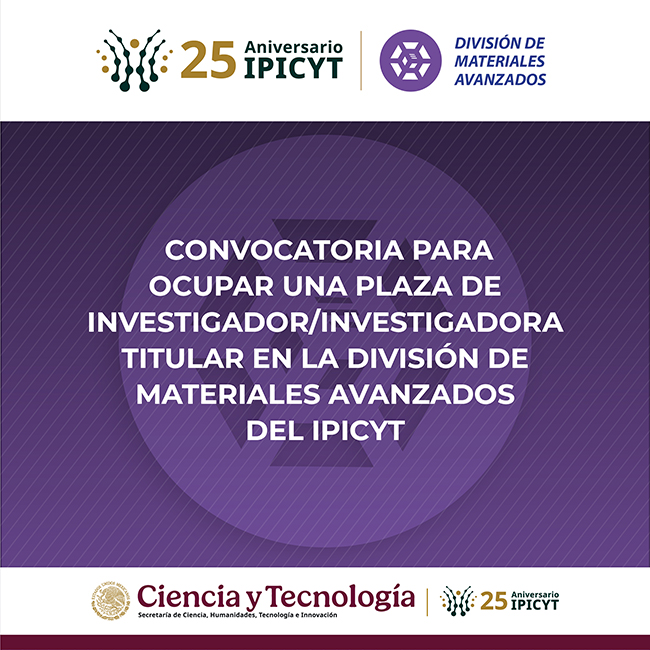 🔬 ¡Únete al equipo de expertos en ciencia y tecnología del IPICYT!

La División de Materiales Avanzados abre su convocatoria para ocupar una plaza de Investigador(a) Titular. 

🌟 Consulta los detalles y postúlate aquí:
👉 ipicyt.edu.mx/noticias_resum…

#IPICYT #OportunidadLaboral