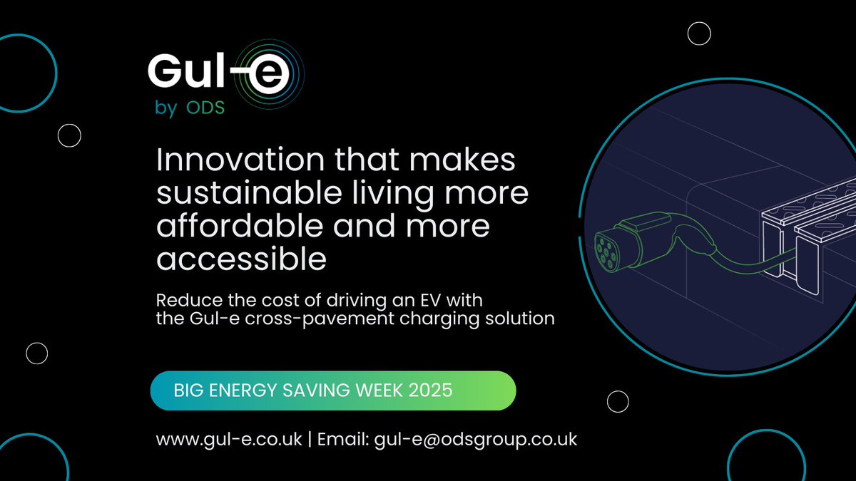 🌍🔋#BigEnergySavingWeek - the perfect time to spotlight innovative solutions that save money &amp; make #sustainable living more accessible.✨At Gul-e by <a href="/ODS_doinggood/">ODS</a> we’re proud to play a part in reducing the cost of driving #EVs with our cross-pavement solution.🚗@energysvgtrust