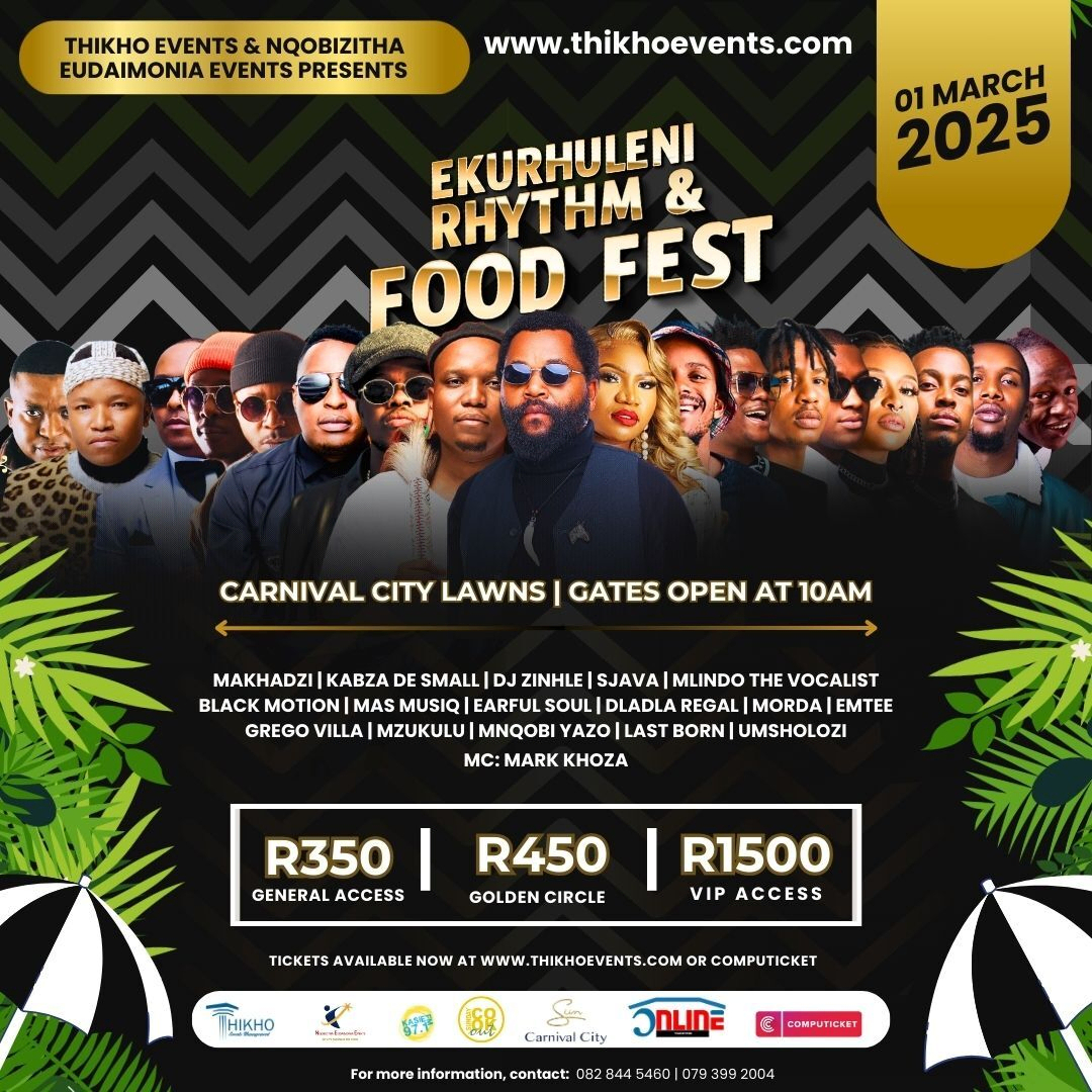 ThikhoEventsZA's tweet photo. Ekurhuleni Rhythm and Food Fest - Tickets Reminder
"⏳ Time is ticking! Secure your tickets now for the ultimate music fest on 1 March! 🎟 Don’t wait till the last minute.
👉 https://t.co/U3TUBiO9j4 or Computicket
#EkurhuleniRhythmFest #ThikhoEvents #NqobizithaEudaimoniaEvents https://t.co/6sauL2bJuh