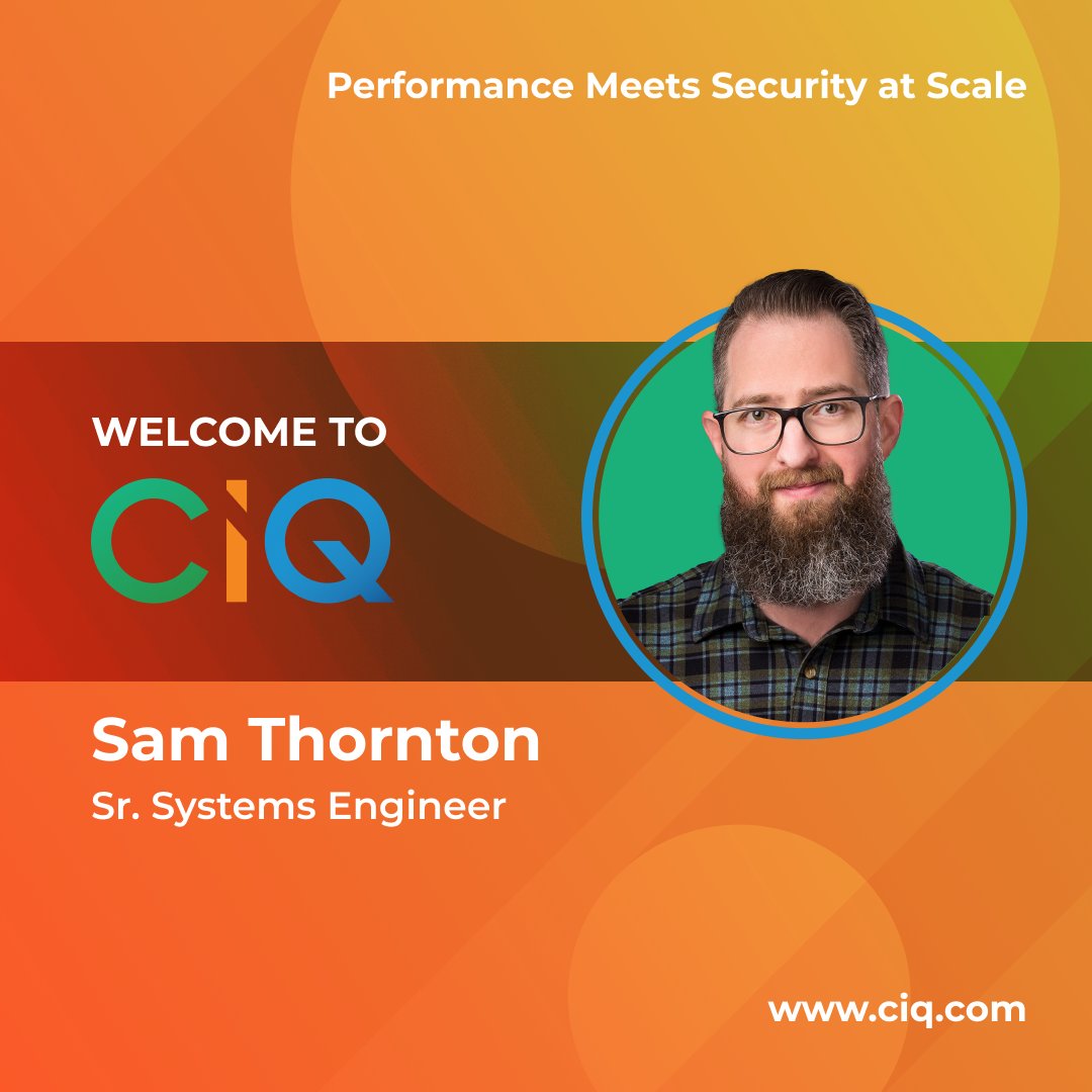 CtrlIQ's tweet image. 📣  Welcome Sam Thornton to CIQ as our new Sr. Systems Engineer!

Sam brings exceptional Linux expertise and industry knowledge to help us drive technology forward. 🌟

Thrilled to have you on the team, Sam! 🎉

#WelcomeToCIQ #LinuxExpert #SeniorSystemsEngineere