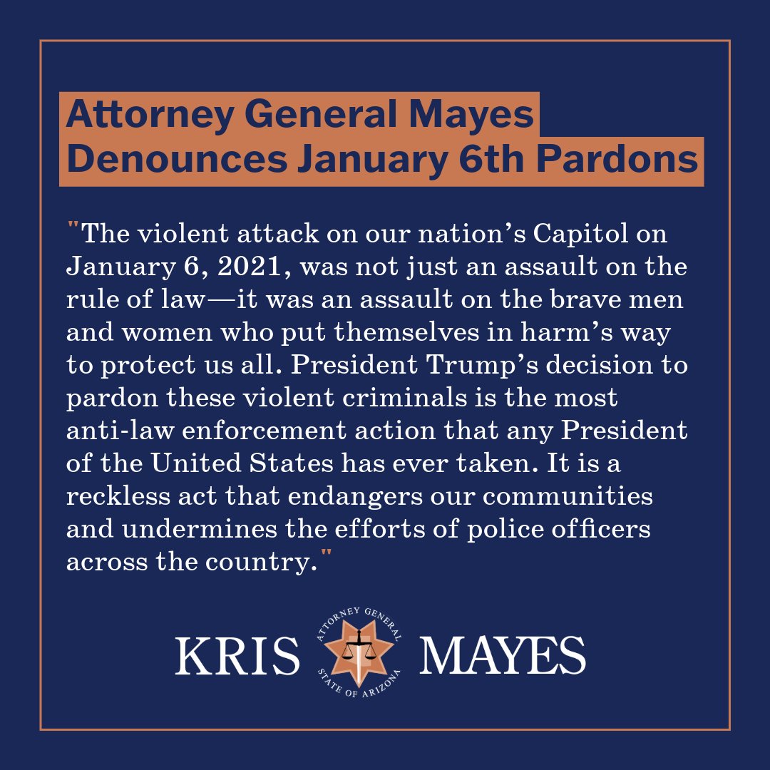 AZAGMayes's tweet photo. As the chief law enforcement officer in the state of Arizona, I will always stand with the brave men and women in uniform who risk their lives to keep us all safe
Full statement here: https://t.co/BwpJvzxZ0f https://t.co/eNtwEK4454