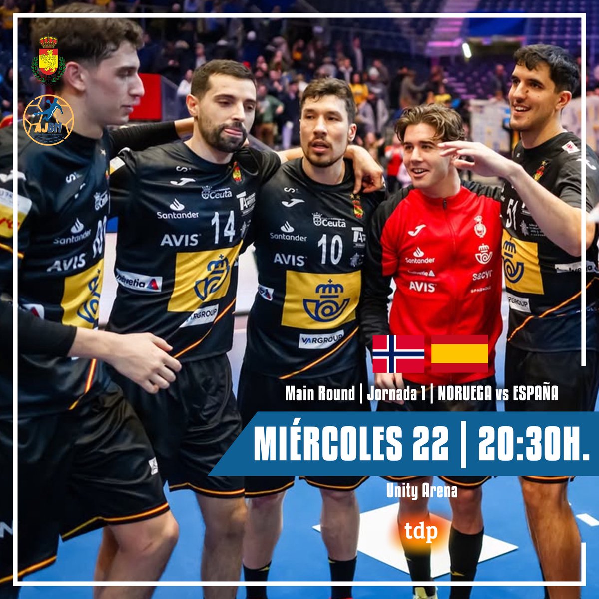 📢 ¡Hoy es día de partido para los #Hispanos!

📌 Main Round - Jornada 1 
📅 Hoy ⏰ 20:30 h. 
🆚 Noruega 🇳🇴 vs. España 🇪🇸 
🏟 Unity Arena 
📺 @teledeportertve

¡Vamos a por la victoria! 💪🏼

#Hispanos #Balonmano #CRODENNOR2025