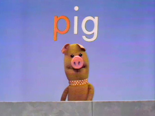Today’s Muppet of the Day is the Pig!

The earliest known Muppet pig appeared on Sesame Street in episode 168, aired in 1970. Rather than being a unique puppet, the pig, who is encountered by a young boy, is a Pumpkin Anything Muppet clad in a pig’s snout, ears, and tail.
