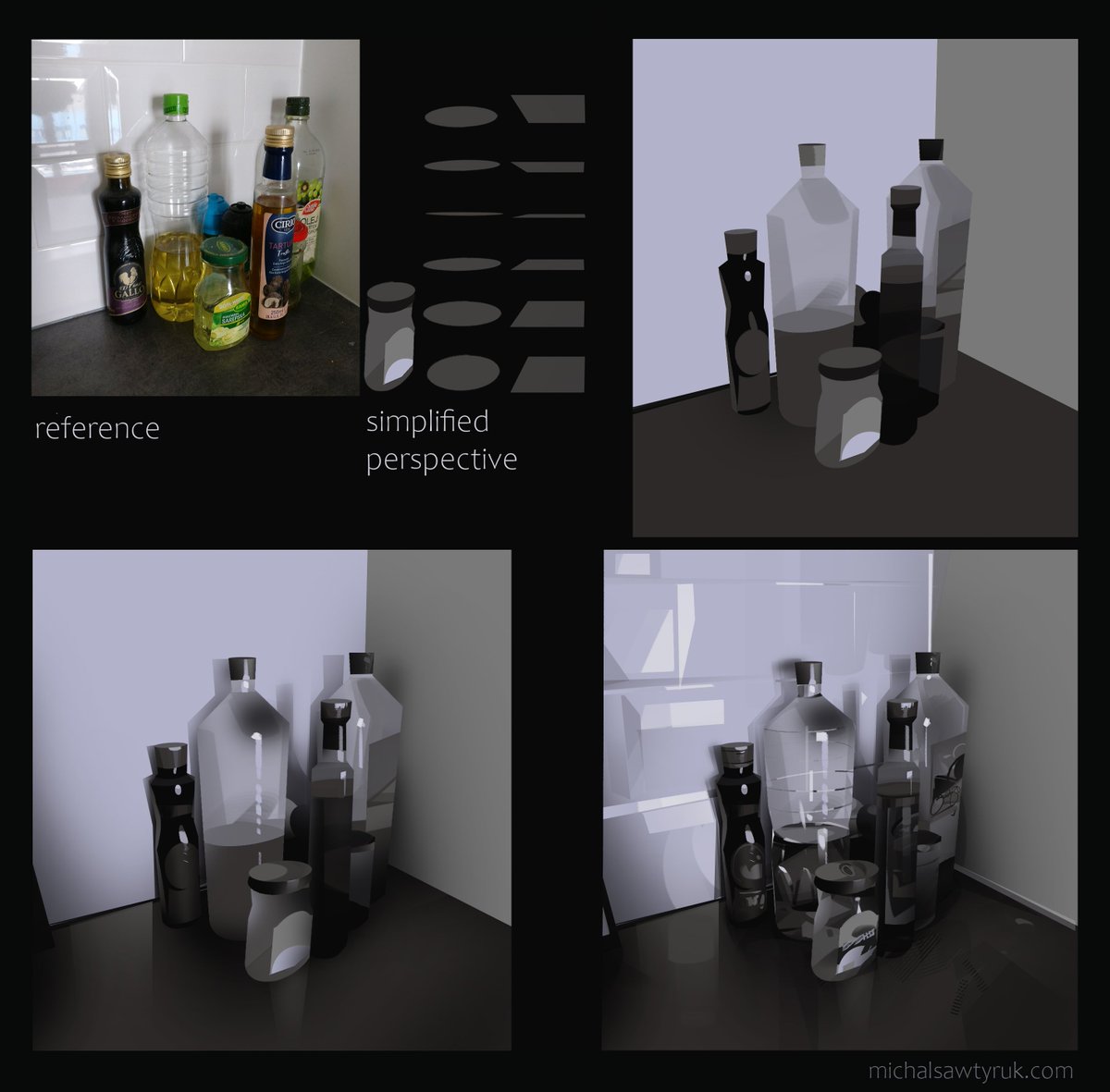 Going through some course material and found this old value study. Reminds that you can sketch very roughly and include everything you wanted. 

#photoshop #stilllife #value #paintingstudy