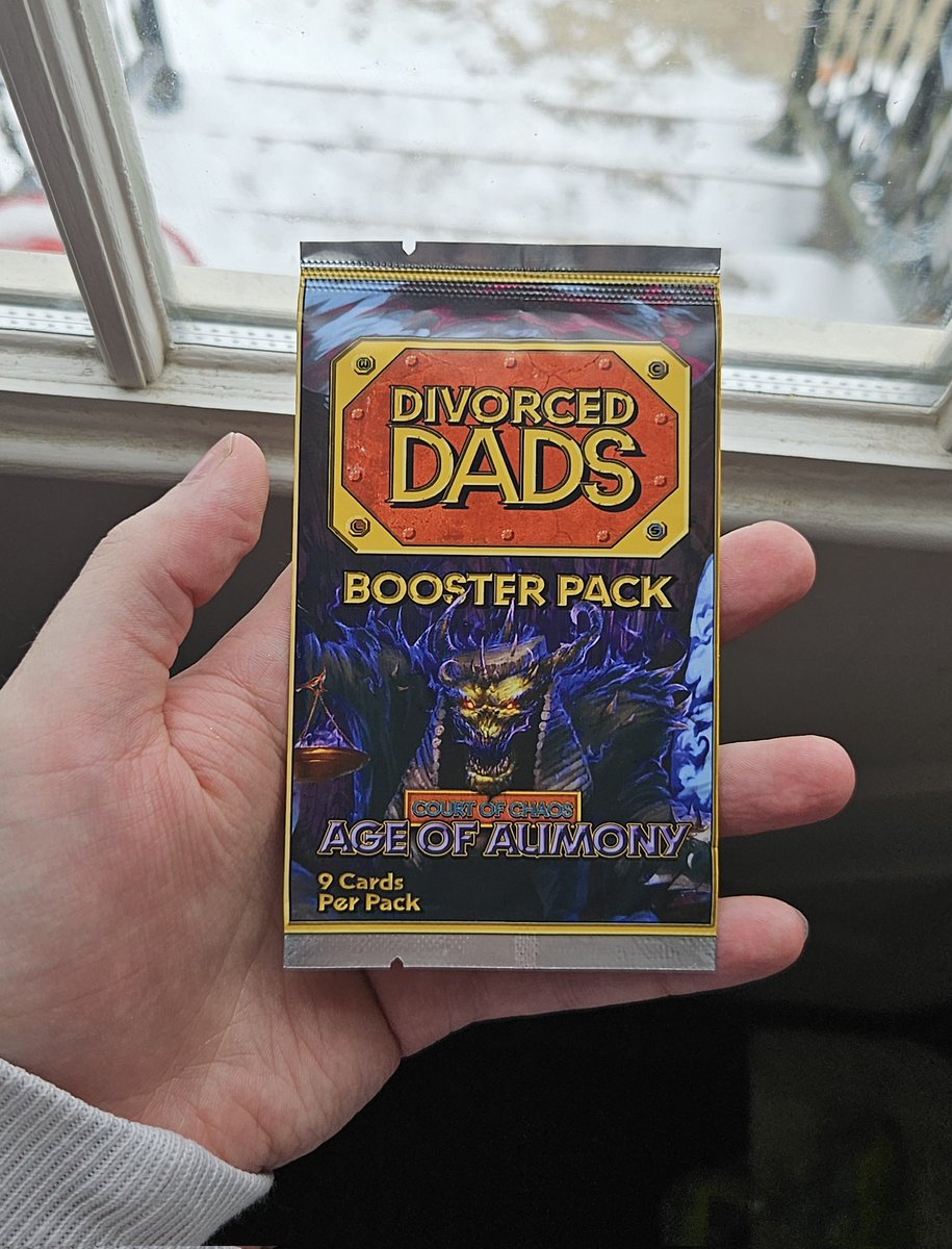 TattooedPokemon's tweet image. Me and @CoolGuyPodge are giving away a pack of Divorced Dad's.

 Winner must open the pack! (We need to know if you pull the house 😭)

Retweet and be following us both.

Winner picked 1/29 🫡