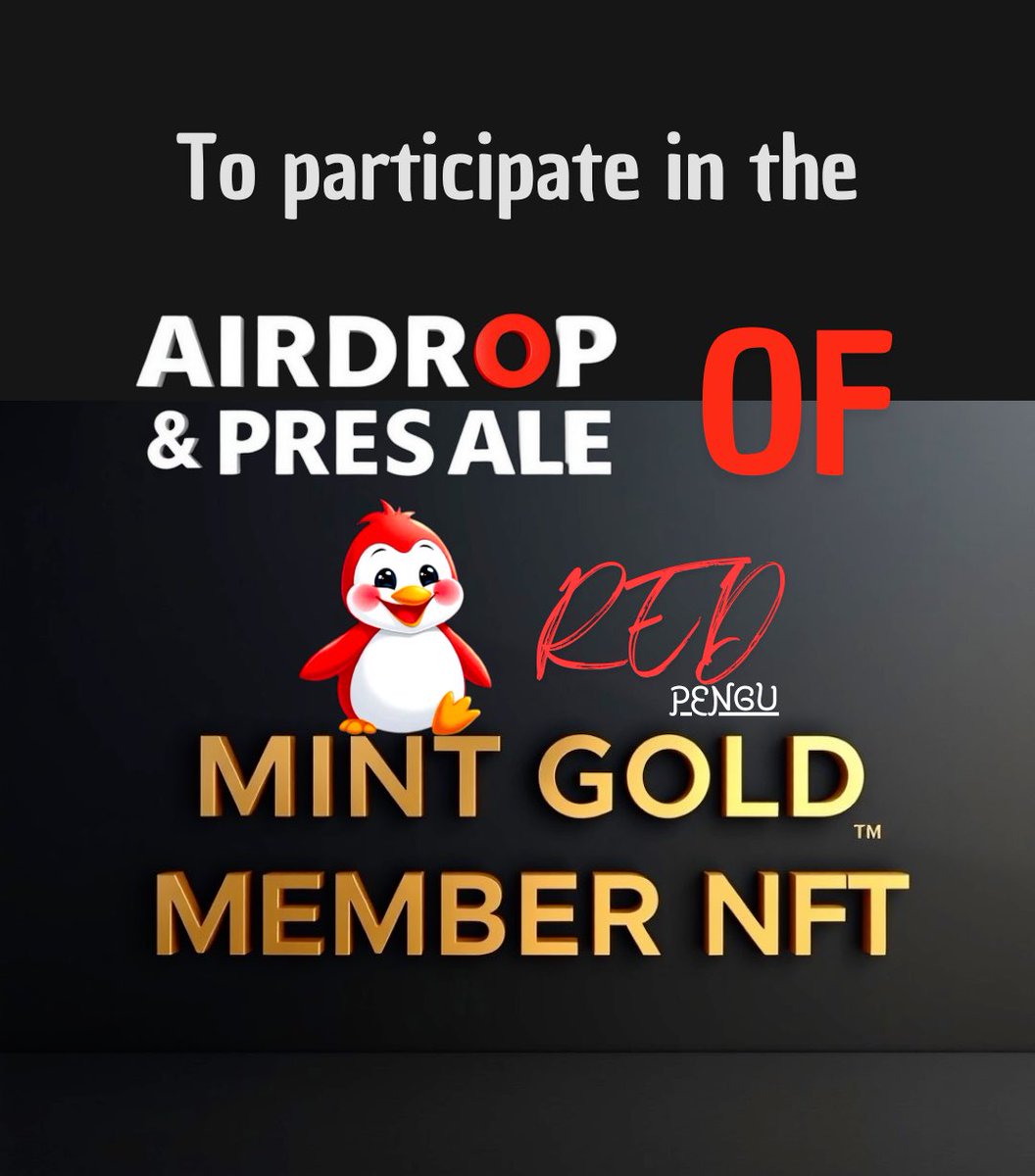 RedPenguin's tweet photo. 🚨 Airdrop &amp; Presale Alert! 🚨

1 Follow us 👥  
2 Retweet &amp; Like this post! 🔄 ❤️  
3 Drop your $SOL wallet address below 💵

Don't miss out! 🎉 https://t.co/FMKapRJZKK