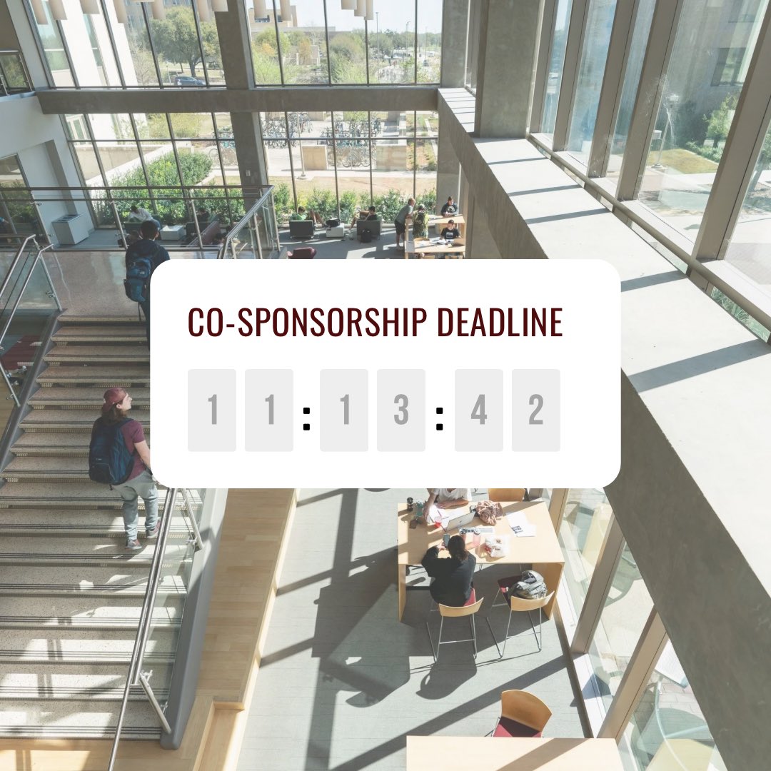 Our Co-Sponsorship deadline is approaching on February 3rd. 

Click the link to apply and learn more about our other funding opportunities: tx.ag/hhd8X37