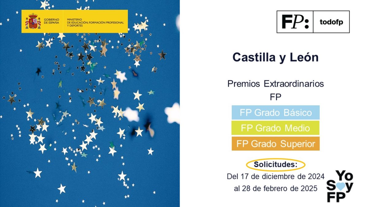 📢 #FPCyL. Premios Extraordinarios de FP. Grado Básico, Medio y Superior #TodoFP #YoSoyFP
🔴 Inscripciones: Del 17 de diciembre de 2024 al 28 de febrero de 2025
🔎 bocyl.jcyl.es/html/2024/12/1…