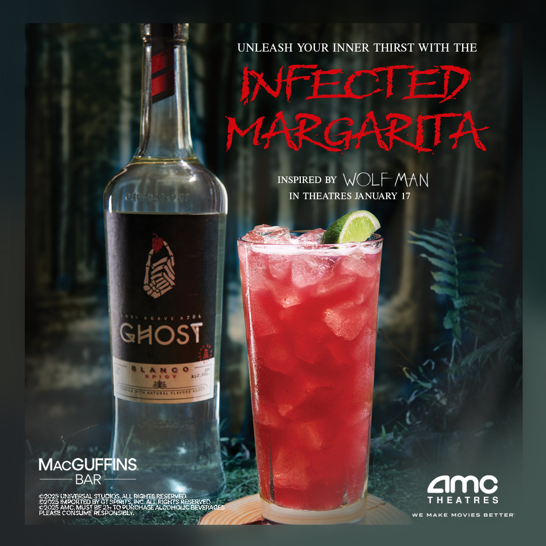 AMCTheatres's tweet photo. Transform your thirst with the Infected Margarita from #MacGuffinsBar! 🌙 This spine-tingling spicy black cherry margarita is crafted with Ghost Tequila, delivering a hauntingly good kick with every sip. Try it when you see #WolfMan at #AMCTheatres!
https://t.co/PxoVREIHyH https://t.co/enbZ6EGZuT