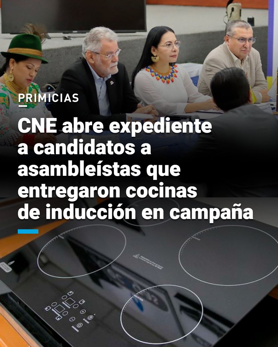 Primicias's tweet image. La entrega de cocinas de inducción entra en el radar de las autoridades de cara a las elecciones de febrero en Ecuador. Aunque, no toda infracción puede ser documentada, reconoce el CNE. prim.ec/8NzK50ULcfc