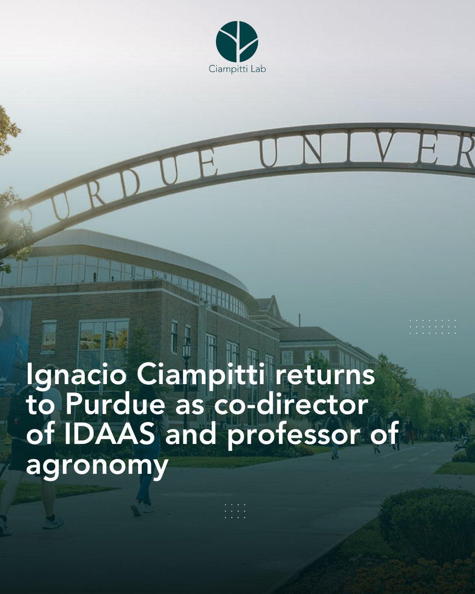 Ciampitti Lab starts at Purdue University!

Dr. Ignacio Ciampitti has joined Purdue University as Co-director of the Institute for Digital and Advanced Agricultural Systems (IDAAS) &amp; Full Professor in the Department of Agronomy.

🗞️Read more: bit.ly/3CmQoeV 

Stay tuned!