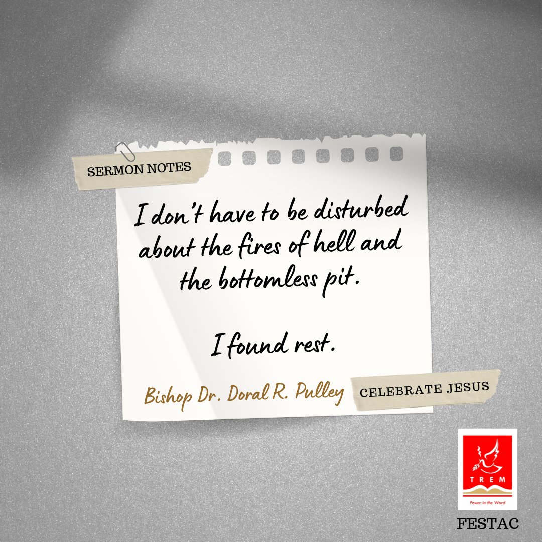 tremfestac's tweet image. #WednesdayWisdom with Bishop Dr. Pulley @DRPMinistries

Reflect on the #SermonNotes of #RestForYourSoul 🔥🔥🔥

#TREM #TREMFESTAC #Rest #January