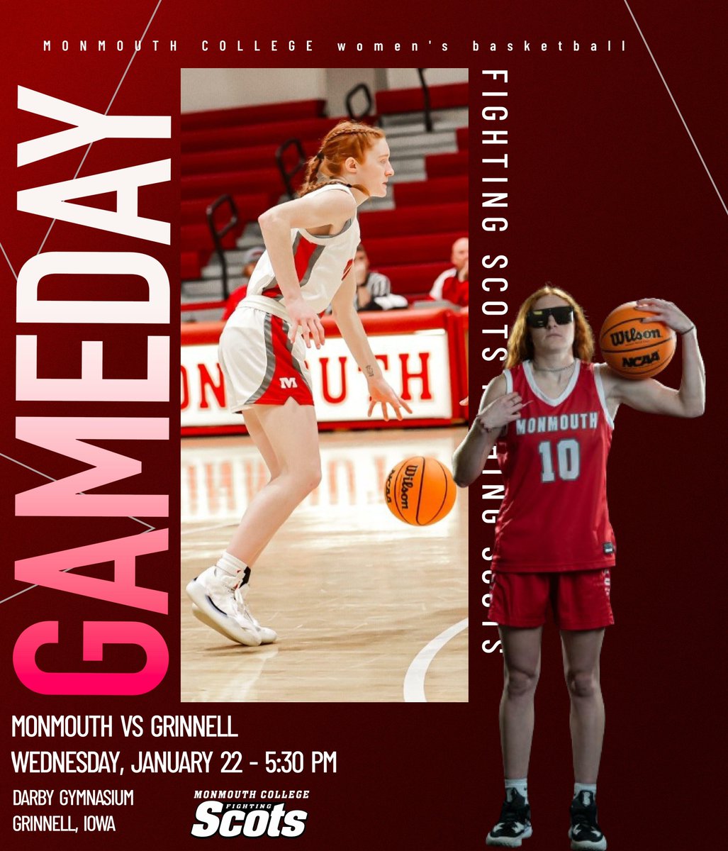Back on the road today in <a href="/MWCSports/">Midwest Conference</a> action as <a href="/ScotsWHoops/">Monmouth College Women’s Basketball</a> and <a href="/ScotsMHoops/">Monmouth Men's Hoops</a> head to Grinnell for a DH starting at 5:30 p.m. #RollScots

Watch: pioneers.grinnell.edu/watch/

WBB Stats: pioneers.grinnell.edu/sidearmstats/w…
MBB Stats: pioneers.grinnell.edu/sidearmstats/m…

Updates: <a href="/MonmouthGameday/">Monmouth College Game Day</a>