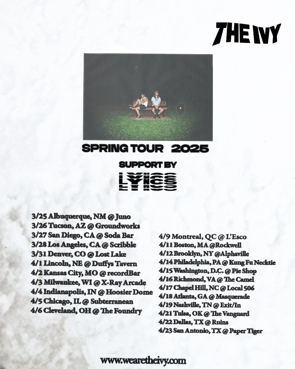 Excited to announce our spring national tour with <a href="/iamlyncs/">lyncs</a>  See you soon 🖤
Tickets on sale now!