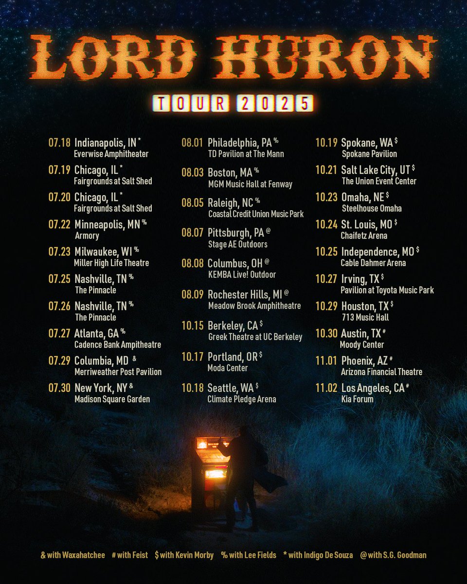 ChaifetzArena's tweet image. 🚨 Concert Announcement: Lord Huron is bringing their 2025 tour to Chaifetz Arena in St. Louis on October 24th! 🚨

Ticket's go on sale January 31st at 10:00 AM!
#StLouis #Stlconcerts #Stlevents