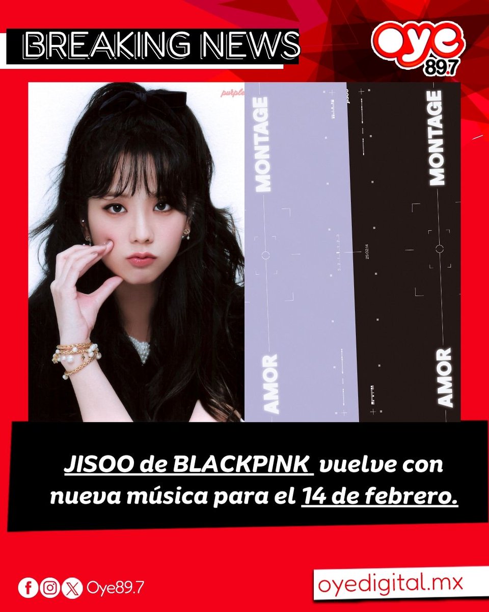 ¡Hey fandom #blink! #JISOO de <a href="/BLACKPINK/">BLACKPINKOFFICIAL</a> confirma a través de sus redes sociales que lanzará su primer álbum en solitario el próximo 14 de febrero #AmorMontage 🩷🖤

También se reveló que aparecerá como invitada en el programa de variedades de YouTube “Self-on KODE” junto con
