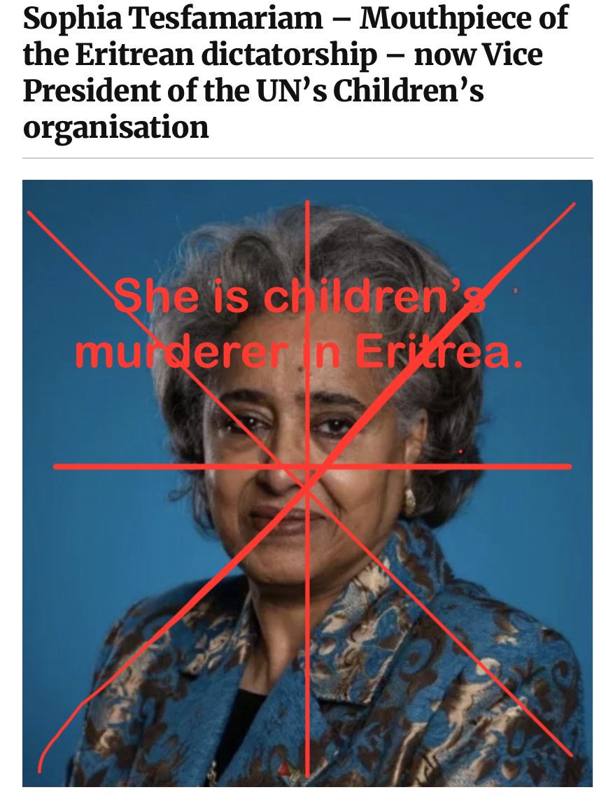 teweld6480's tweet photo. @UNICEF_Board @TajikistanPRUN @TajikistanUN @AmbStesfamariam @Eritrea_UN @DiegoPary @BoliviaUNNY @EstoniaUN @TZahneisen @GermanyUN Sophia Tesfamariam’s position in @UNICEF contradicts its mission to protect children. #Eritrea’s brutual regime, which she defends, has caused untold suffering. This decision must be reversed to restore trust. #TransnationalRepression #BlueRevolution #NoMorePFDJTerror https://t.co/1L0So4W6Fy
