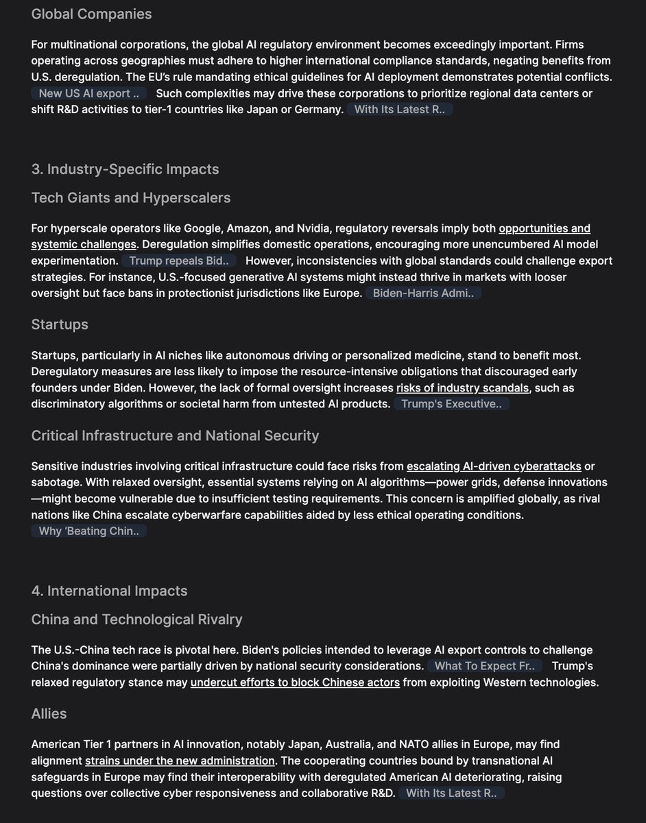 jahven's tweet image. What could Trump’s AI regulation decisions mean for AI and data-driven businesses? @MissionGrey's geopolitics and geoeconomics tool offers quick, nuanced analysis to uncover various perspectives, build scenarios, and support informed decision-making. #regulation #AI #geoeconomic…