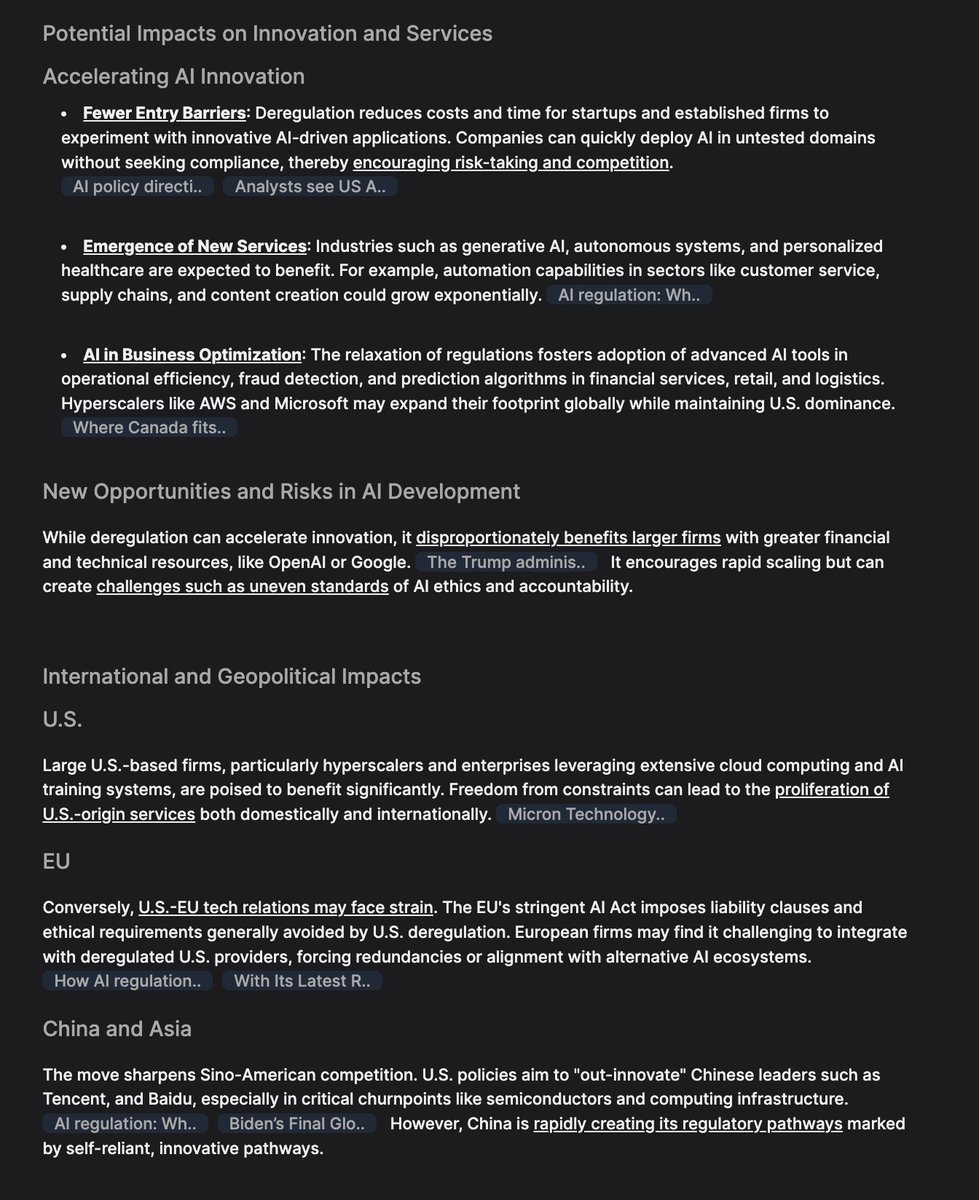 jahven's tweet image. What could Trump’s AI regulation decisions mean for AI and data-driven businesses? @MissionGrey's geopolitics and geoeconomics tool offers quick, nuanced analysis to uncover various perspectives, build scenarios, and support informed decision-making. #regulation #AI #geoeconomic…