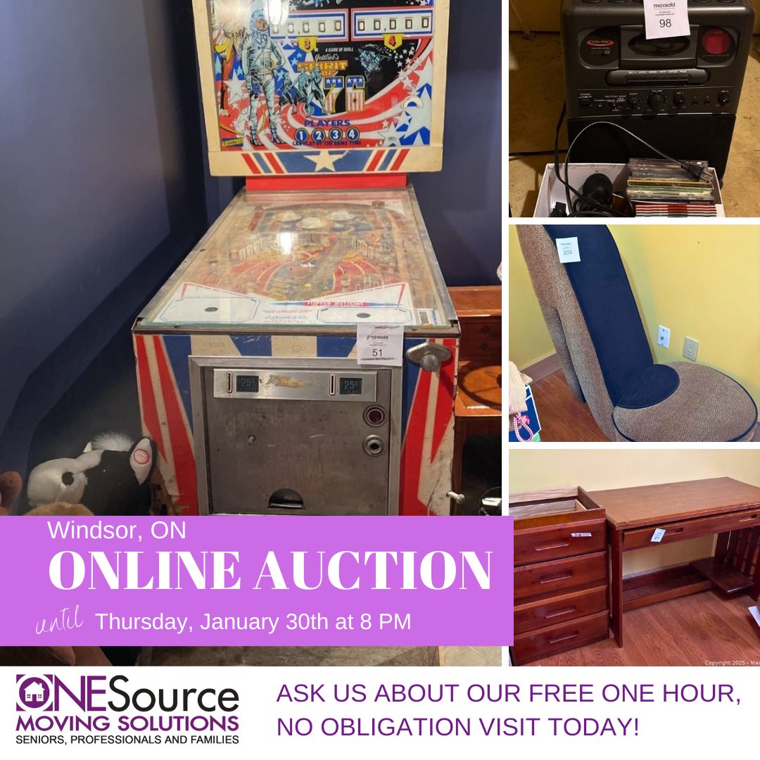 Take a look at the latest #ONESource -  <a href="/MaxSoldAuctions/">MaxSold</a> available now until JAN 30th at 8 PM in #WindsorEssex #YQG 

Start your 💻 bid today 👇

bit.ly/ONESource-Auti…

#YQG #movingservices #realestate #onlineauction #
#Downsizing #SeniorMoveManager #RetirementCommunity
