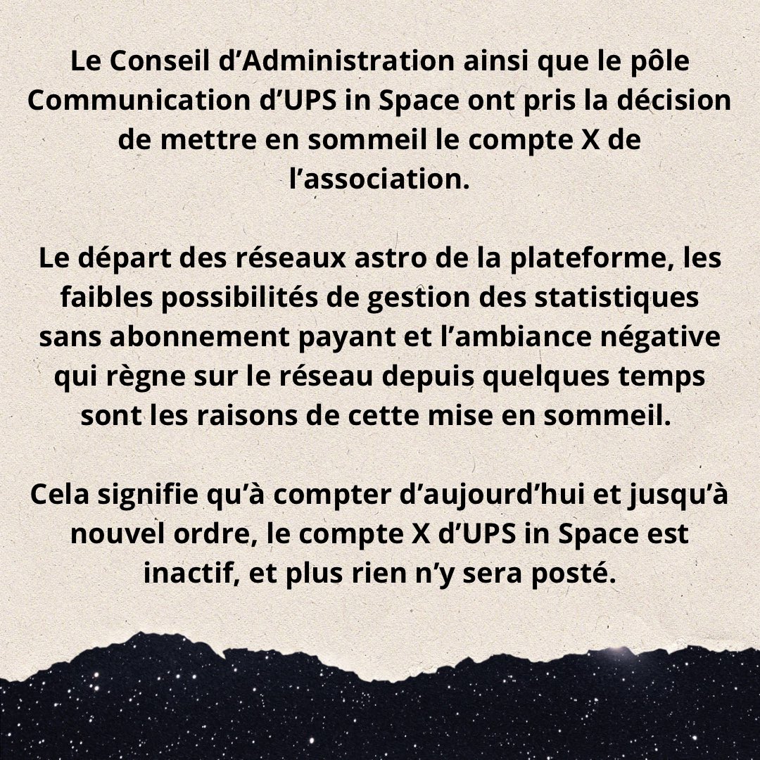 upsinspace's tweet image. Suivez-nous sur nos autres réseaux : linktr.ee/upsinspace

Au plaisir de partager le meilleur de l’astronomie,

Le Pôle Communication et le Conseil d’Administration d’UPS in Space