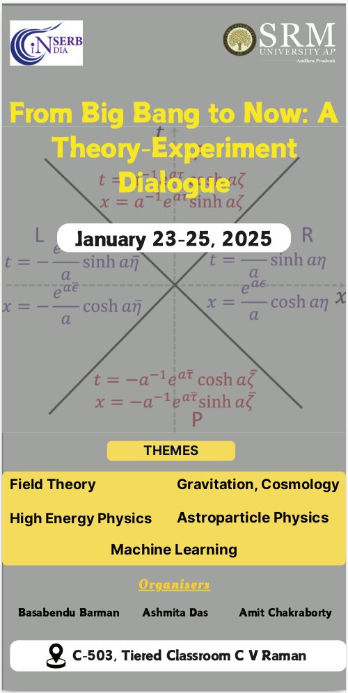 BasabenduB's tweet image. We&apos;re all set to start the national conference on theoretical high energy physics at @SRMUAP from tomorrow. Looking forward to 3 days of exciting discussions on new directions in HEP! #academia #conference