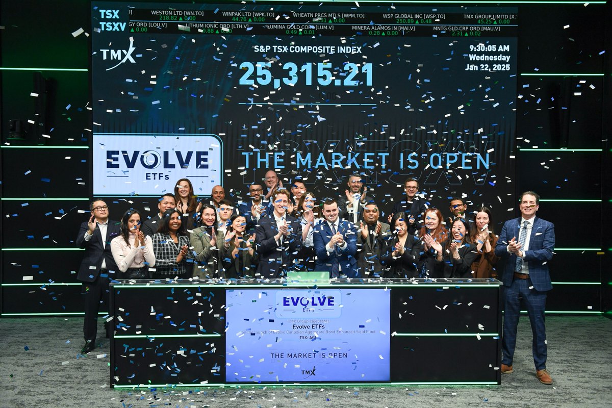 The Evolve ETFs team was pleased to ring the opening bell at the Toronto Stock Exchange this morning for the Evolve Canadian Aggregate Bond Enhanced Yield Fund (TSX: AGG). We were joined with members of Ernst &amp; Young, CIBC Mellon, and TD to celebrate this exciting milestone!