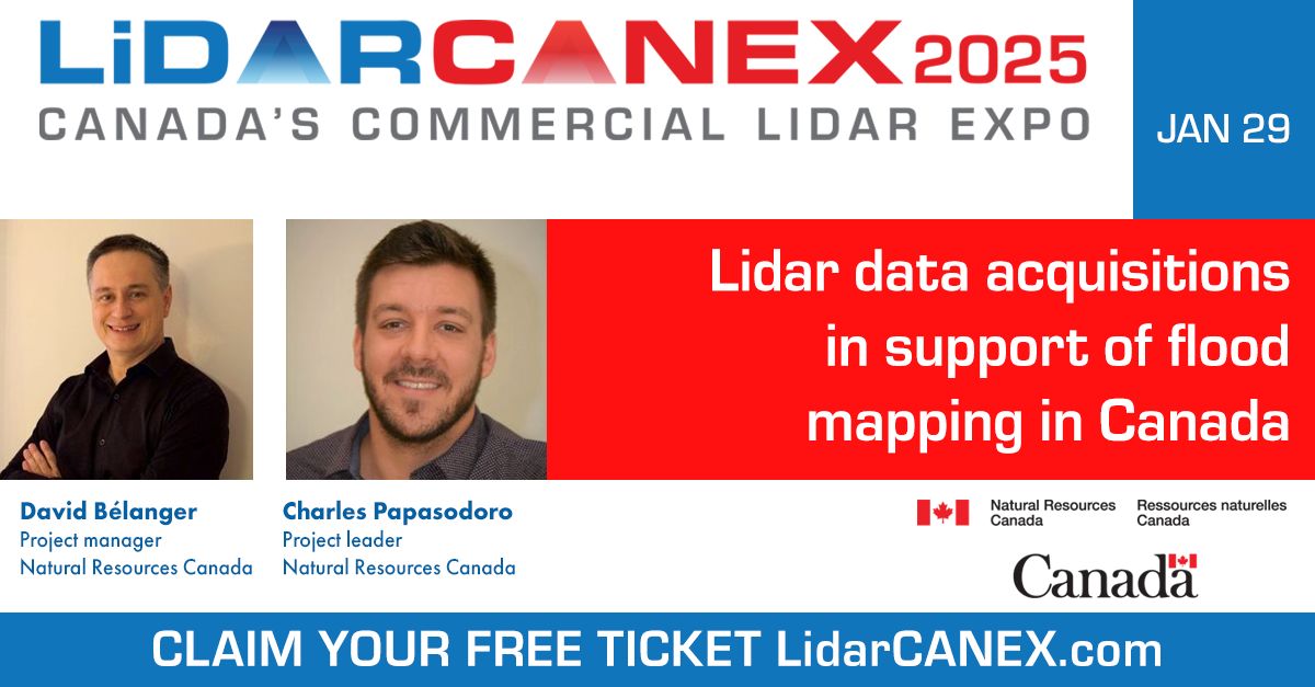 GoGeomatics.ca (@gogeomatics) on Twitter photo #LidarCANEX2025 – Join David Bélanger & Charles Papasodoro from <a href="/NRCan/">Natural Resources</a>
Natural Resources Canada on Jan 29 for a session on #Lidar data acquisition for #floodmapping in Canada!
Register for FREE: buff.ly/4a7vgpn #LidarCANEX2025 – Join David Bélanger & Charles Papasodoro from <a href="/NRCan/">Natural Resources</a>
Natural Resources Canada on Jan 29 for a session on #Lidar data acquisition for #floodmapping in Canada!
Register for FREE: buff.ly/4a7vgpn