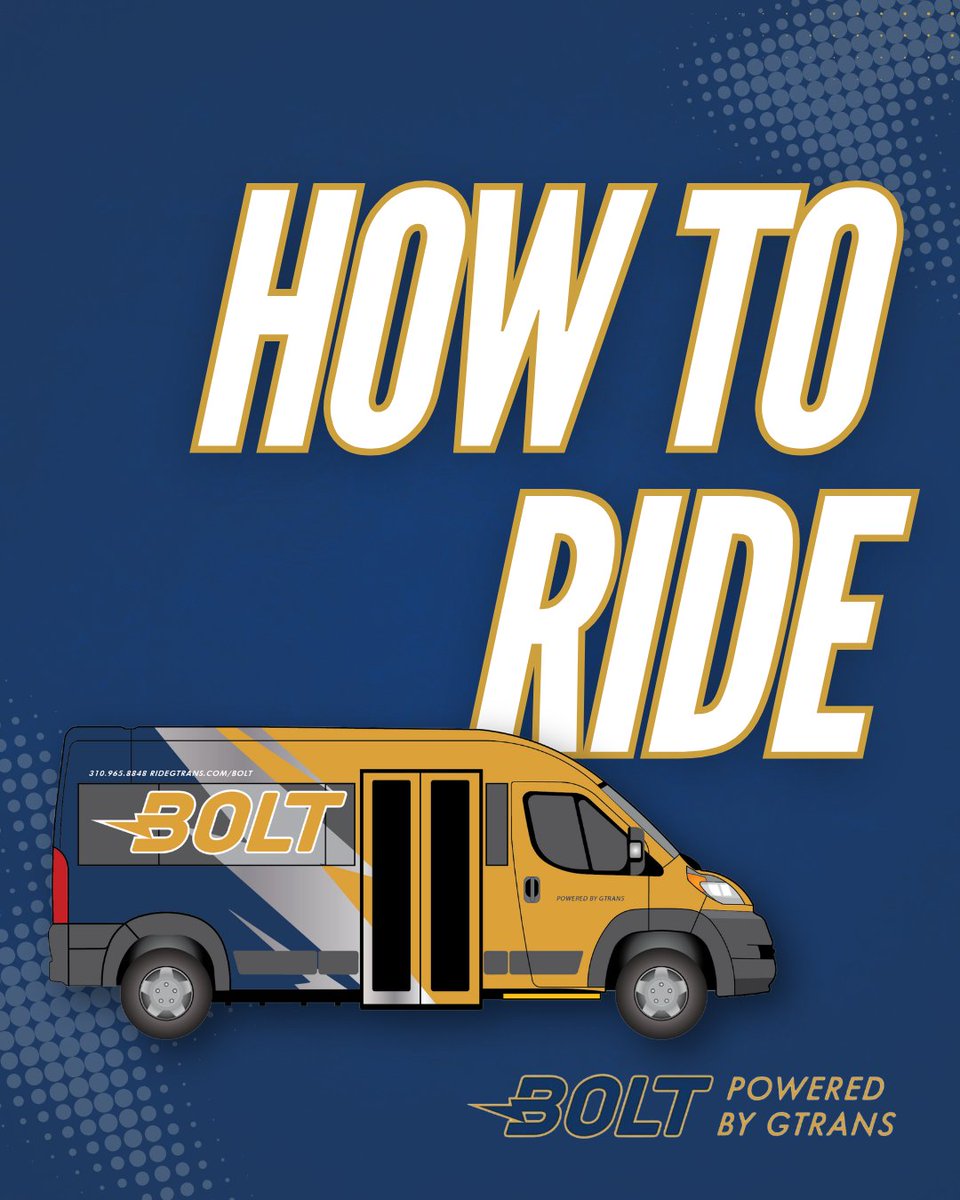 RideGTrans's tweet photo. 🚗 Riding Bolt is Easy! 
📞 Call: (310) 965-8848 
💻 Visit: https://t.co/VD89M3KoKa 
📱 Download the Bolt App: 
✅ Apple Store [https://t.co/SjvccGm216] 
✅ Google Play [https://t.co/rEBGtw1oG1] 

#CityofGardena #GTrans #Transportation #Microtransit https://t.co/shsEIups0Z