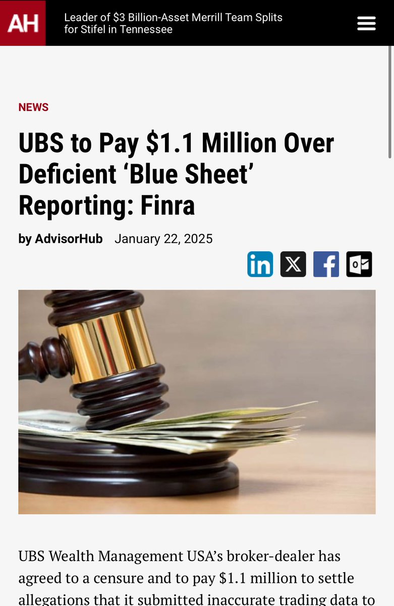 kshaughnessy2's tweet photo. FINRA fines UBS $1.1 Million For  Misreporting Estimated 4.4 Million Transactions Over Six years 

"UBS Wealth Management USA’s broker-dealer has agreed to a censure and to pay $1.1 million to settle allegations that it submitted inaccurate trading data to regulators over nearly six years, according to the Financial Industry Regulatory Authority.

From December 2012 through September 2018, UBS submitted approximately 17,000 deficient “blue sheet” reports to Finra that contained inaccurate information on about roughly 4.4 million transactions, according to a settlement finalized on Tuesday. 

The inaccuracies included misreported customer addresses, trade execution times for allocated accounts and whether trades were solicited or unsolicited, Finra said...."

https://t.co/RS5IZyA9ql