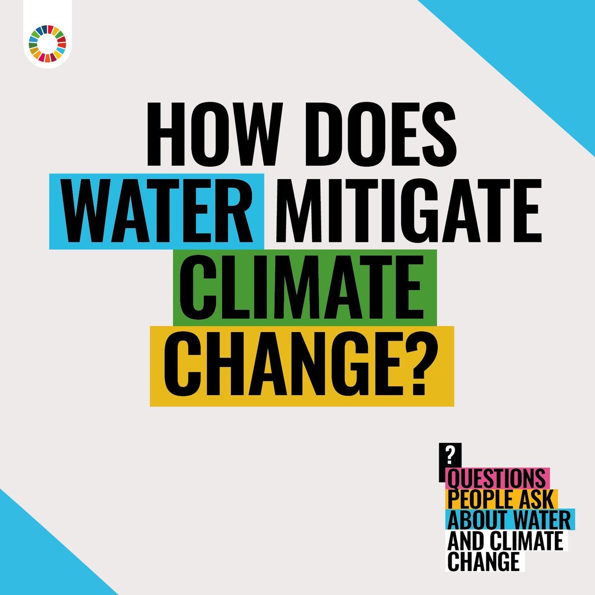Safely managed water &amp; sanitation systems reduce greenhouse gases from human waste.
Water is also crucial for clean energy generation.

📘 See UN-Water's brief on water for climate mitigation.

#QuestionsPeopleAsk on #WaterAction = #ClimateAction ➡️ buff.ly/4gOv1SM