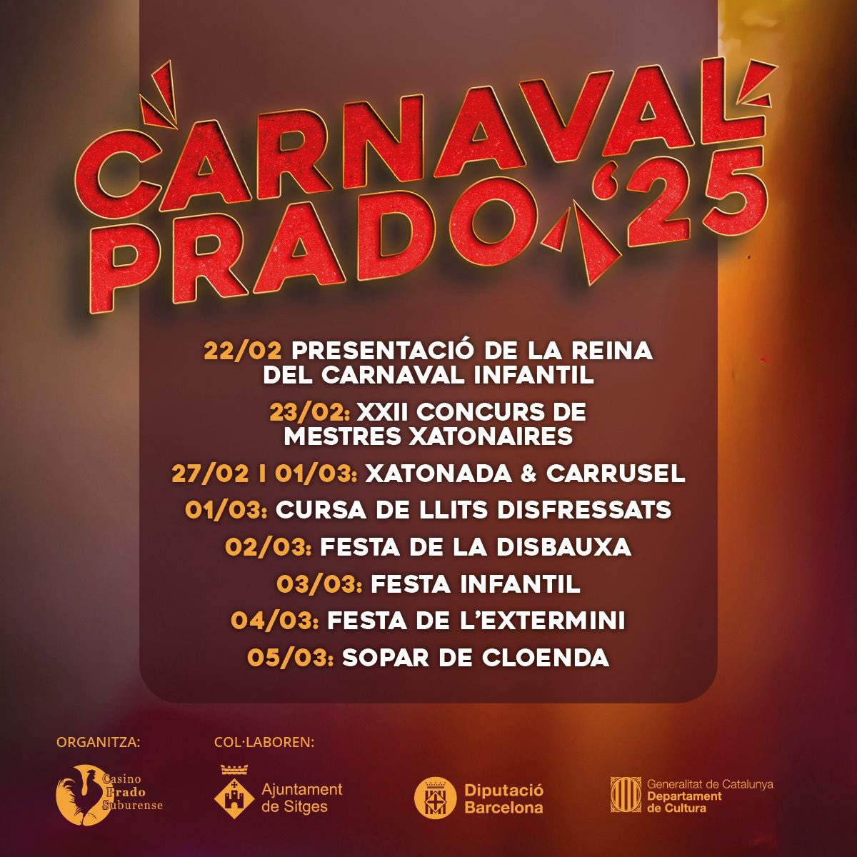 🎭✨ Ja tenim aquí el #carnavaldelprado 2025! 🎉 Et convidem a descobrir les nostres activitats plenes de fardo, plomes i diversió. 💃🕺

No et perdis les rues, els espectacles i les festes que hem preparat. 🌟 Estas apunt per la disbauxa? 

‼️Conecta’t a les nostres xarxes 📲