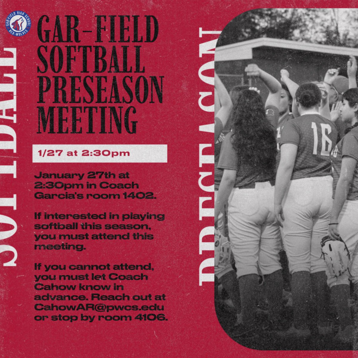 Preseason mandatory meeting on 1/27 in 1402 🥎 <a href="/G_FHSAthletics/">Gar-Field Athletics</a>