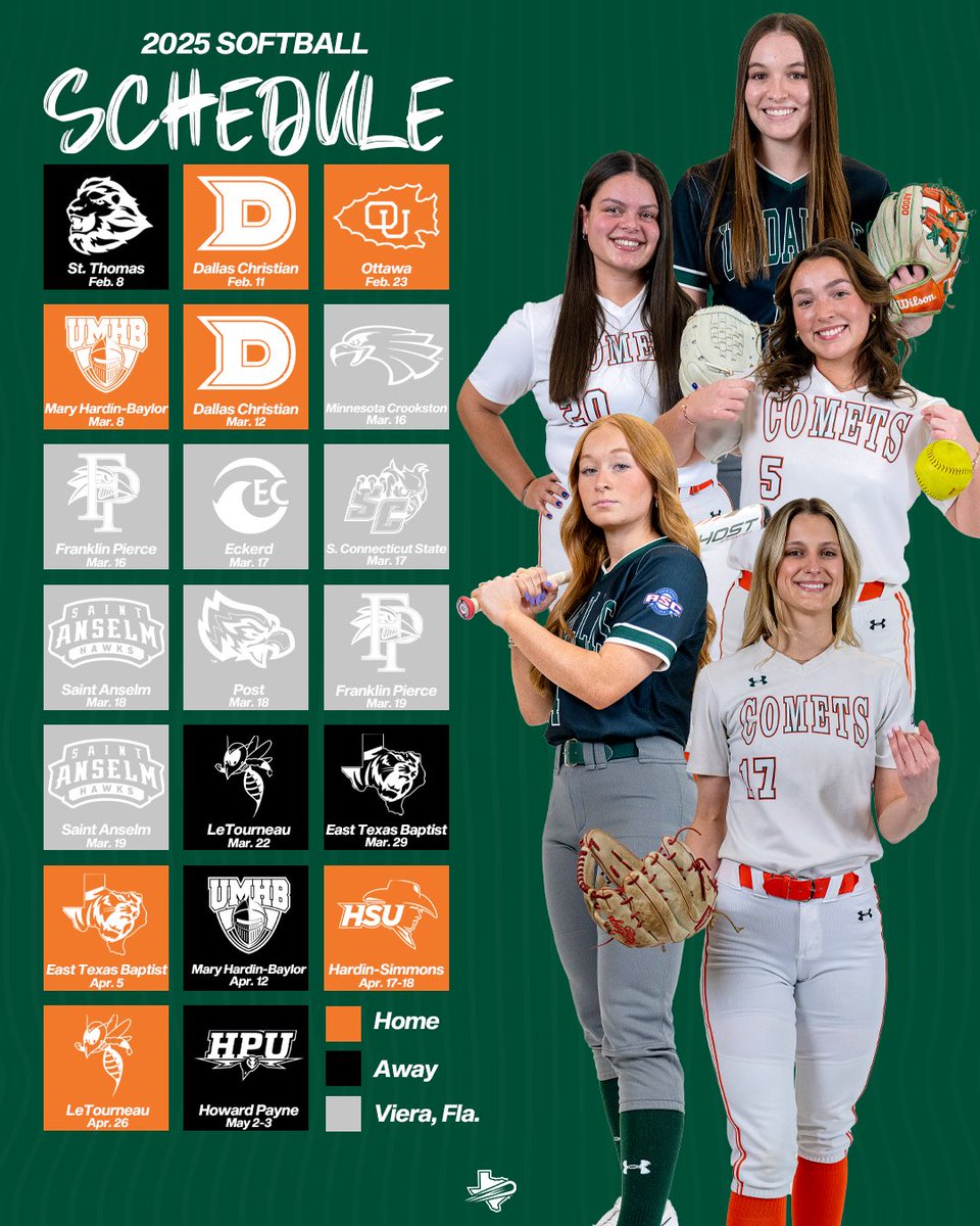Mark your calendars! 🗓️ 

Our 2025 softball schedule is here. See you at the ballpark soon, Comet Nation!